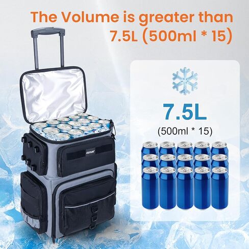 Goture 66L Rolling Tackle Box with Cooler, Large Fishing Bag with Wheels for 5 3700 Trays(Trays Not Included), Saltwater Resistant Tackle Backpack with Rod Holders & EVA Cover in Saudi Arabia