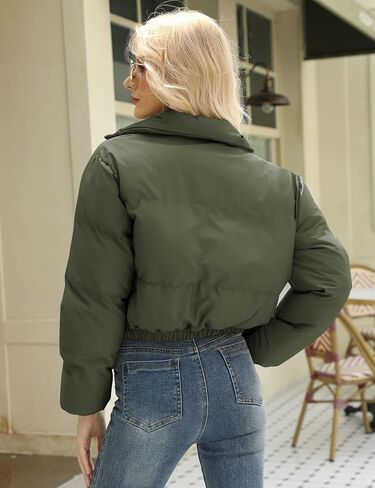Gihuo Women's Cropped Puffer Jacket Zip Up Winter Short Jacket Bubble Coat in Saudi Arabia