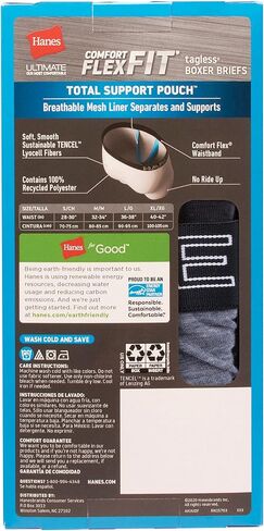 Hanes Ultimate Men's Total Support Pouch Boxer Brief, Black/Grey, Small in Kuwait