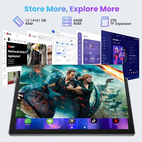 Android Tablet 10.1 Inch ، 2025 Android 14 Tablet مع وحدة المعالجة المركزية Octa-Core ، ذاكرة RAM 12 جيجابايت + 64 جيجا بايت ROM (2 تيرابايت توسيع) ، Wi-Fi 6 BT 5.0 جهاز الكمبيوتر اللوحي بطارية طويلة الزواج HD شاشة لمس للبالغين (رمادي) in Saudi Arabia