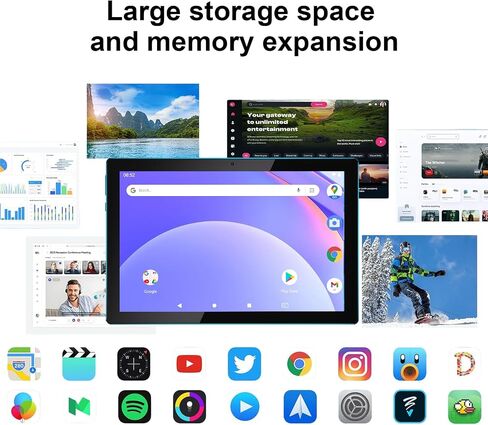 Android 15 Tablet,10 inch Tablets, 18GB RAM+128GB ROM/2TB Expandable, 2 in 1 Tablets with Keyboard Case, 1280x800 IPS Display Screen, 5G Wi-Fi6, Dual Camera, 6000mAh Battery BT5 Widevine L1 (Green) in Kuwait