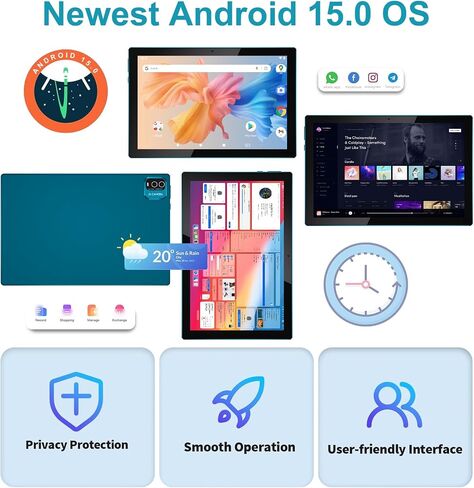 Android 15 Tablet,10 inch Tablets, 18GB RAM+128GB ROM/2TB Expandable, 2 in 1 Tablets with Keyboard Case, 1280x800 IPS Display Screen, 5G Wi-Fi6, Dual Camera, 6000mAh Battery BT5 Widevine L1 (Green) in Kuwait