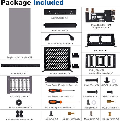 حامل خادم GeeekPi 8U للشبكة والخوادم ومعدات الصوت والفيديو، حامل DeskPi RackMate T1، أسود in Kuwait