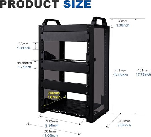 حامل خادم GeeekPi 8U للشبكة والخوادم ومعدات الصوت والفيديو، حامل DeskPi RackMate T1، أسود in Kuwait