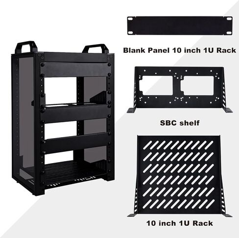 حامل خادم GeeekPi 8U للشبكة والخوادم ومعدات الصوت والفيديو، حامل DeskPi RackMate T1، أسود in Kuwait