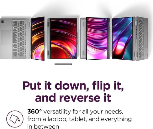 Lenovo IdeaPad Flex 5 2-in-1 Laptop ، 14 "(1920 × 1200) شاشة تعمل باللمس ، Intel I7 150U ، 16GB LPDDR5 1TB NVME SSD ، WI-FI 6 ، لوحة المفاتيح الخلفية ، بصمة الإصبع ، كاميرا الويب 1080P ، Windows 11 Home ، W/3-M Office 365 in Saudi Arabia