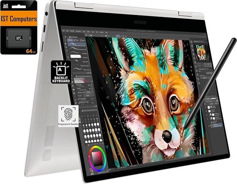 Samsung Galaxy Book2 Pro 360 2-in-1 كمبيوتر محمول للمبدع ، المصور ، المصمم (13.3 "FHD Touchcreen ، Intel Core I7-1260p ، ذاكرة وصول عشوائي 16 جيجا بايت ، 512 جيجا بايت SSD ، قلم نشط) خلفية ، in Kuwait
