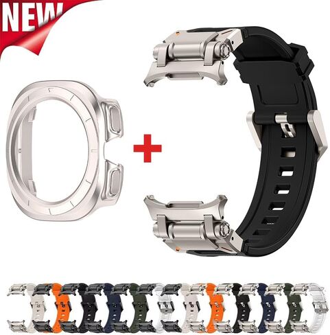 2 in 1 Strap Case for Watch 7 Ultra 47mm Silicone Bracelet Screen Protective Case Cover for Galaxy Watch 7 Ultra WatchBands in Saudi Arabia