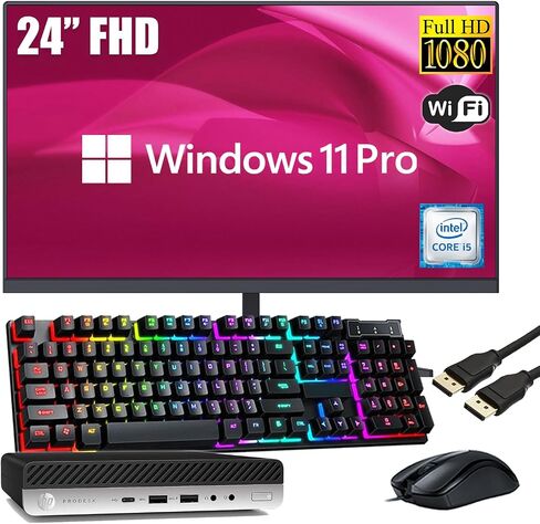 HP Prodesk 600 G4 Mini Desktop Computer مع شاشة 24 بوصة ، Intel Core I5-8500T 3.5 جيجا هرتز ، ذاكرة الوصول العشوائي 8 جيجا بايت ، 256 جيجابايت SSD ، لوحة المفاتيح والماوس ، USB-C ، WiFi & BT ، Windows 11 Pro (متجدد) in Saudi Arabia