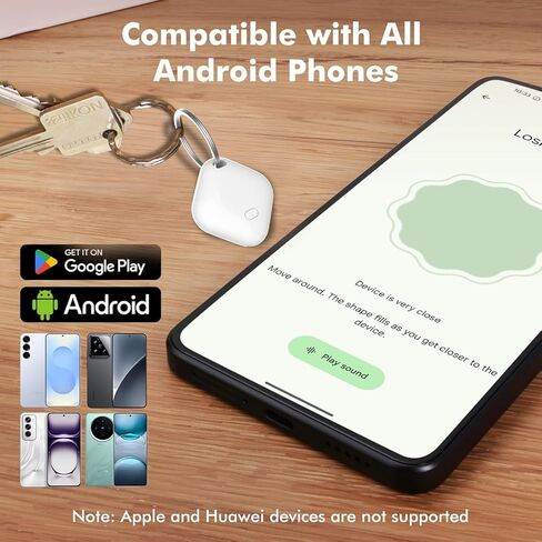 علامات تعقب الهواء لنظام Android （ليس لنظام iOS أو Huawei） Tracker Bluetooth لعلامة Tracking Smart Smart لـ Google Find My Device App Siteer لـ Backpack و Keys (White & Black-4pcs) in Kuwait