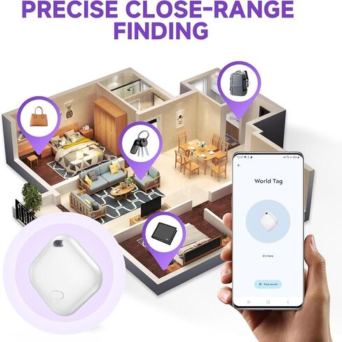 علامات تعقب الهواء لنظام Android （ليس لنظام iOS أو Huawei） Tracker Bluetooth لعلامة Tracking Smart Smart لـ Google Find My Device App Siteer لـ Backpack و Keys (White & Black-4pcs) in Kuwait