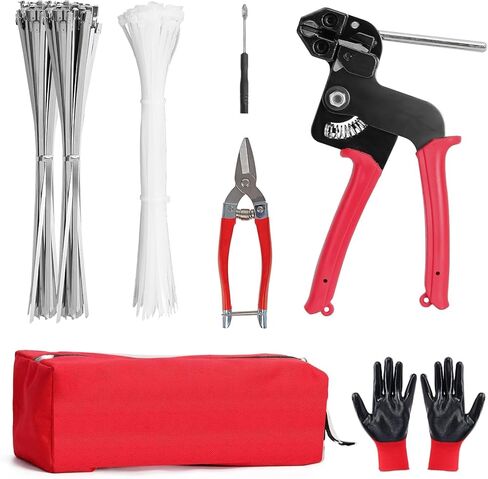 روابط الرمز البريدي المعدني في الهواء الطلق ، أداة التعادل المعدنية المعدنية مع 100 pcs 11.8 بوصة روابط zip من الفولاذ المقاوم للصدأ ، أداة التثبيت القابلة للتعديل/القطع (200 رطل) للصناعات/السياج in Kuwait