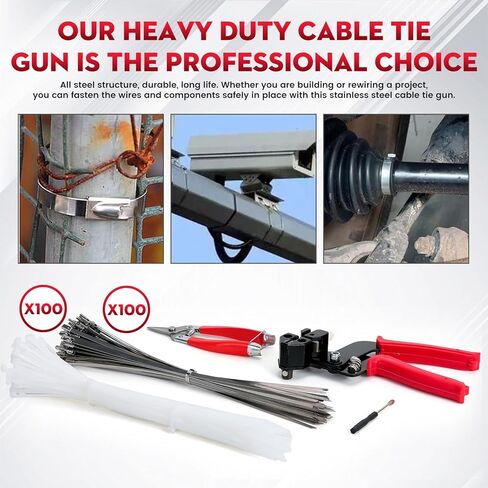 روابط الرمز البريدي المعدني في الهواء الطلق ، أداة التعادل المعدنية المعدنية مع 100 pcs 11.8 بوصة روابط zip من الفولاذ المقاوم للصدأ ، أداة التثبيت القابلة للتعديل/القطع (200 رطل) للصناعات/السياج in Kuwait