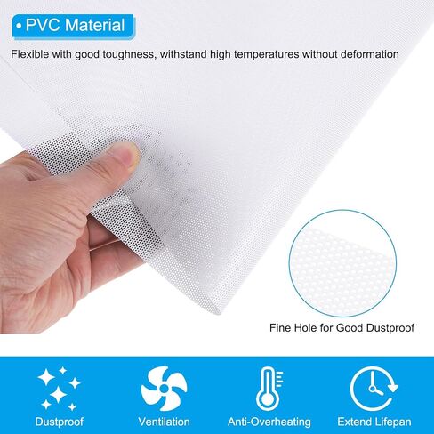 PATIKIL PC Fan Dust Mesh 39.4"x19.7" 0.03" Hole, 1 Set PVC Computer Cooler Dust Filter PC Case Cover Grills with Magnetic Strip for Computer Cooler Fan Case Dustproof, White in Saudi Arabia