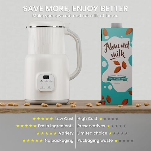 Nut Milk Maker – 600W Stainless Steel 20oz Blender Almond, Oat, Soy Milk – Self-Cleaning, 6-Speed, No Soaking, Dairy-Free Milk Machine in Saudi Arabia