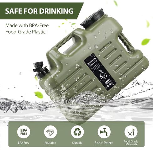 5 Gallon Water Jug with Spigot, Portable Camping Water Containers, No Leakage Food Grade Camping Water Tank for Vehicle, Car, Outdoor Hiking, Picnic, Emergency in Saudi Arabia