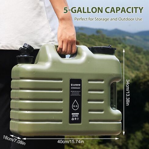 5 Gallon Water Jug with Spigot, Portable Camping Water Containers, No Leakage Food Grade Camping Water Tank for Vehicle, Car, Outdoor Hiking, Picnic, Emergency in Saudi Arabia