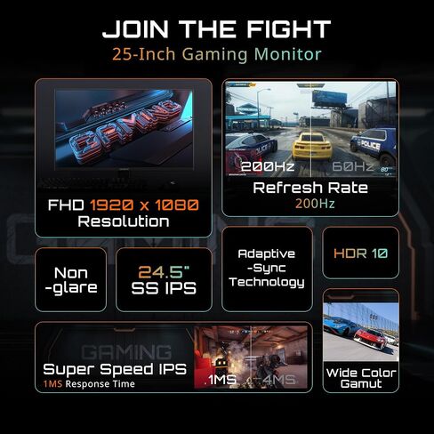 Gigabyte - GS25F2-24.5 "SuperSpeed ​​IPS Gaming Monitor - FHD 1920X1080-200Hz - 1MS GTG - AMD Freesync Premium - HDMI ، DP - Tilt Adjust - Black in Saudi Arabia