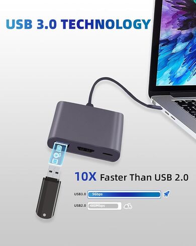 USB C HUB ، 4K USB C إلى محول AV Multiport Multiport Multiptor مع 100 واط PD Outport C Port & USBA 3.0 منفذ متوافق مع MacBook Pro/Air ، iPad ، الأجهزة اللوحية ، التبديل ، التلفزيون ، الشاشة والمزيد in Saudi Arabia
