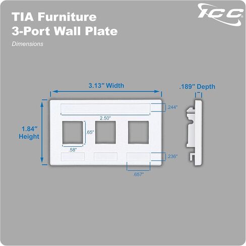 لوحة ICC Modular Furniture مع 3 منافذ (10 حزمة) ، TIA Cutout متوافق ، تصميم ثابت واحد ، دعم Keystone Jack ، أسود in Saudi Arabia