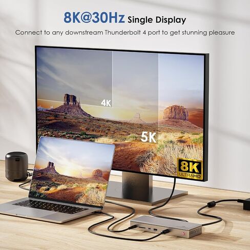 WAVLINK Thunderbolt 4 Docking Station, Single 8K or Dual 4K Display for MacBook Pro/Air Thunderbolt 4/3, 98W PD, USB-C/USB 4 Windows(4xTBT 4, 4xUSB-A, USB-C, 2.5G Ethernet, SD, Audio, DC Port) in Saudi Arabia