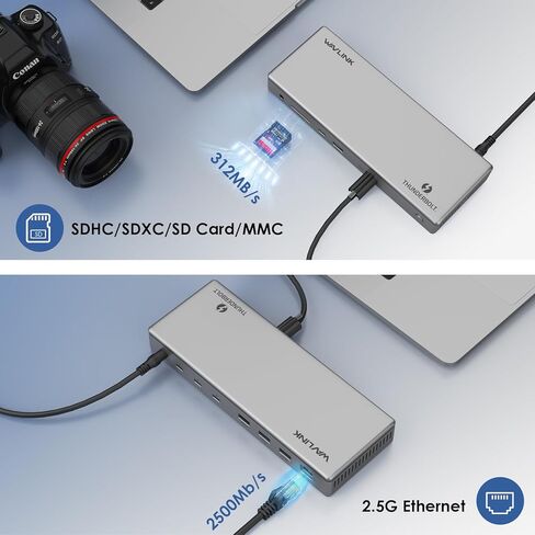 WAVLINK Thunderbolt 4 Docking Station, Single 8K or Dual 4K Display for MacBook Pro/Air Thunderbolt 4/3, 98W PD, USB-C/USB 4 Windows(4xTBT 4, 4xUSB-A, USB-C, 2.5G Ethernet, SD, Audio, DC Port) in Saudi Arabia