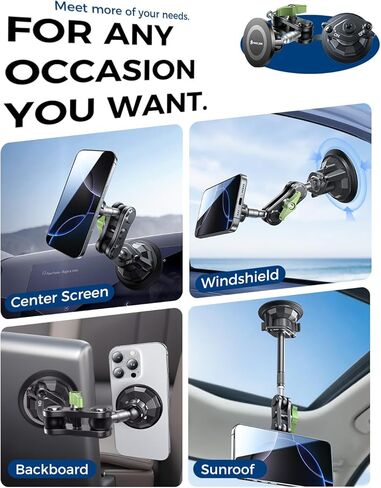 MAGIC JOHN Magnetic Car Phone Holder [Strong Suction&Strong Magnetic] 360° Adjustable Car Phone Mount for Windshield, Ultra-Durable Metal, Suction Cup Car Phone Mount for iPhone Samsung All Smartphone in Saudi Arabia