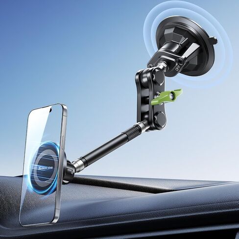 MAGIC JOHN Magnetic Car Phone Holder [Strong Suction&Strong Magnetic] 360° Adjustable Car Phone Mount for Windshield, Ultra-Durable Metal, Suction Cup Car Phone Mount for iPhone Samsung All Smartphone in Saudi Arabia