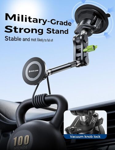 MAGIC JOHN Magnetic Car Phone Holder [Strong Suction&Strong Magnetic] 360° Adjustable Car Phone Mount for Windshield, Ultra-Durable Metal, Suction Cup Car Phone Mount for iPhone Samsung All Smartphone in Saudi Arabia