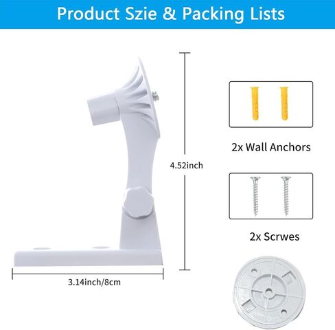 2 Pack Adjustable Wall Mount Compatible with TP-Link Tapo C210/ C200, White | 180 Degree Rotation, Security Camera Bracket/Holder, Compatible with Kasa Indoor Pan EC70/ EC71/ KC410S, Easy to Install in Saudi Arabia