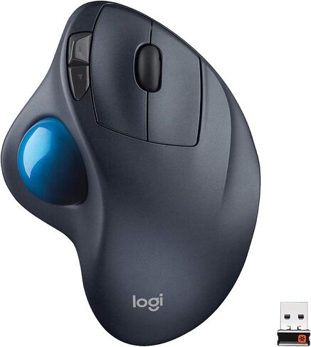 Logitech M570 Wireless Trackball Mouse – Ergonomic Design with Sculpted Right-Hand Shape, Compatible with Apple Mac / Microsoft, USB Unifying Receiver, Dark Gray in Saudi Arabia