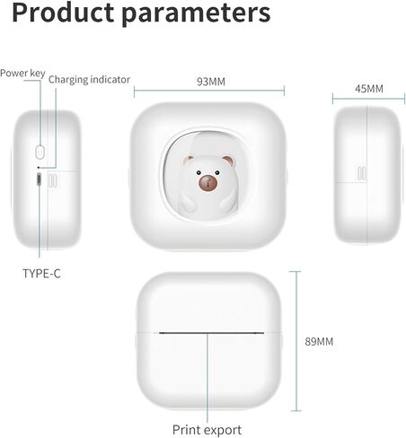 Mini Pocket Thermal Fort Photo Photo Label Maker Machine Bt Wireless Connect متوافق مع Android أو iOS دعم استلام الملصقات الملصقات الملصقات. in Kuwait