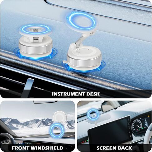 2025 Premium 360° Magnetic Car Phone Mount - Ultra-Strong Vacuum Suction for iPhone 16 Pro Max/Android - Foldable Adjustable Holder for Car/Truck/Gym/Home - Secure No-Slip Design (Black) in Saudi Arabia