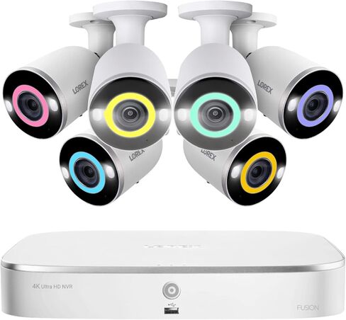Lorex N4K2SL-86WB Fusion 4K 16-Channel (8 Wired and 8 Wi-Fi) 2TB Wired NVR System with 6X Bullet Cameras Featuring Smart Security Lighting in Saudi Arabia