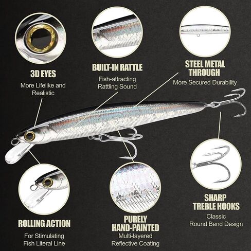 Lucky Craft Flashminnow 170SR (6.7 ") و 190SR (7.5") سحر الصيد ، البطيء الصاعد ، عمق 2-3 قدم ، صب طويل ، قبالة الشاطئ معدات صيد المياه المالحة للتونة ، الأصفر ، الكاليكو الكبير ، البحر الأبيض in Kuwait