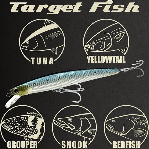 Lucky Craft Flashminnow 170SR (6.7 ") و 190SR (7.5") سحر الصيد ، البطيء الصاعد ، عمق 2-3 قدم ، صب طويل ، قبالة الشاطئ معدات صيد المياه المالحة للتونة ، الأصفر ، الكاليكو الكبير ، البحر الأبيض in Kuwait