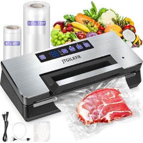 Vacuum Sealer - Powerful 95kPa vacuum sealer for food with Built-in Cutter Bag Storage,Easy-Lock Handle Digital Timer,2 Roll and 5 Pre-cut Bags & Hose Every Seal Perfect Freshness Locked In in Saudi Arabia