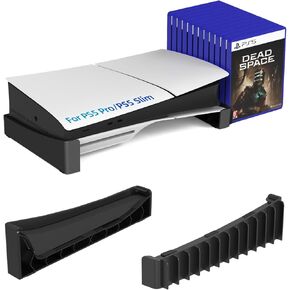 Zythrone الأفقي Stand for PS5 Slim & Pro Console وحصل على 12 جهاز كمبيوتر شخصي ، وقصة قاعدة PS5 متوافقة مع PlayStation 5 Slim/Pro Discs & Digital Editions ، White in Kuwait