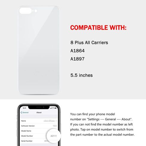 Rear Back Screen Glass Replacement Cover Compatible with iPhone 8 Plus 5.5-Inches All Carriers (Red) in Kuwait