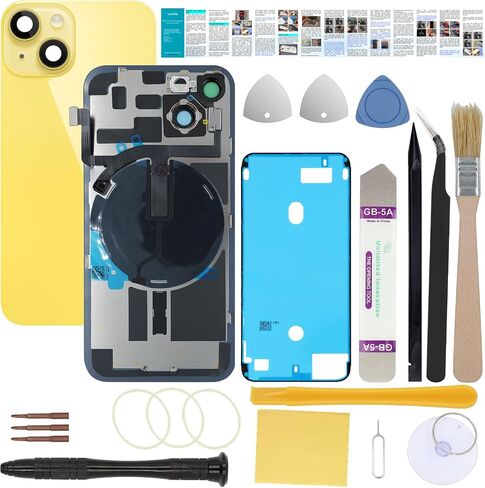 Rear Back Glass Replacement Compatible with iPhone 14 6.1-Inches All Carriers with Pre-Installed Plate +Wireless Charging Coil Flex Cable +Flashlight +Microphone +Camera Frame (Midnight) in Kuwait