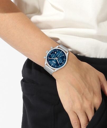 BOSS Gregor Men's Chronograph Stainless Steel Case and Crocodile Grained Leather Watch, Color: Black (Model: 1514049) in Saudi Arabia