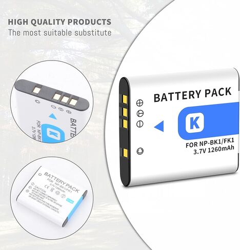 2-pack NP-BK1 NP-FK1 Battery +Quick LCD Charger متوافق مع Sony NP-BK1 ، Cybershot DSC-W180 ، DSC-W190 ، DSC-W370 ، DSC-S750 ، DSC-S780 ، DSC-S950 ، DSC-S980 ، MHS-CM1 HD ، MHS-PM1 ، MHS-PM5 ، MHS-PM5 ، MHS-PM5 ، in Kuwait