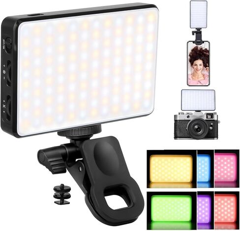 120 LED Selfie Phone Light - 5000mAh Clip Clip Clip قابلة لإعادة الشحن مع 3 أوضاع قابلة للتعديل و 6 مرشحات لـ iPhone/Phone/Camera/iPad ، مثالية لالتقاط الصور الشخصية ، مؤتمر الفيديو ، Tiktok ، VLOG in Kuwait