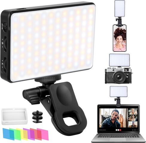 120 LED Selfie Phone Light - 5000mAh Clip Clip Clip قابلة لإعادة الشحن مع 3 أوضاع قابلة للتعديل و 6 مرشحات لـ iPhone/Phone/Camera/iPad ، مثالية لالتقاط الصور الشخصية ، مؤتمر الفيديو ، Tiktok ، VLOG in Kuwait