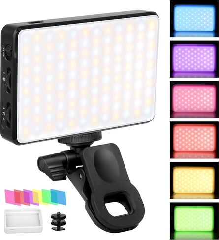 120 LED Selfie Phone Light - 5000mAh Clip Clip Clip قابلة لإعادة الشحن مع 3 أوضاع قابلة للتعديل و 6 مرشحات لـ iPhone/Phone/Camera/iPad ، مثالية لالتقاط الصور الشخصية ، مؤتمر الفيديو ، Tiktok ، VLOG in Kuwait