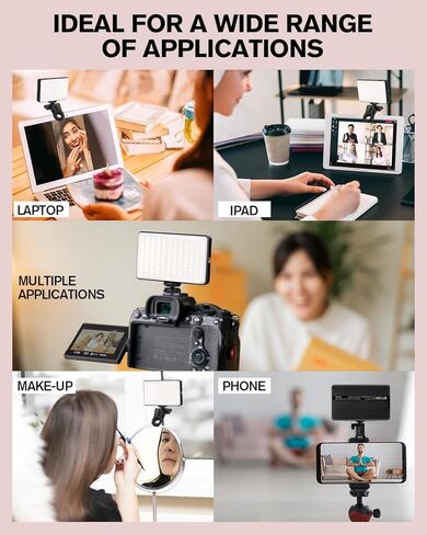120 LED Selfie Phone Light - 5000mAh Clip Clip Clip قابلة لإعادة الشحن مع 3 أوضاع قابلة للتعديل و 6 مرشحات لـ iPhone/Phone/Camera/iPad ، مثالية لالتقاط الصور الشخصية ، مؤتمر الفيديو ، Tiktok ، VLOG in Kuwait