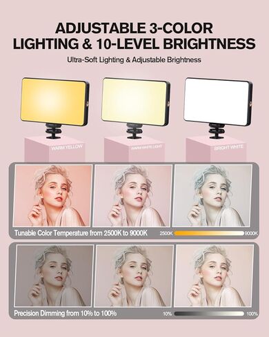 120 LED Selfie Phone Light - 5000mAh Clip Clip Clip قابلة لإعادة الشحن مع 3 أوضاع قابلة للتعديل و 6 مرشحات لـ iPhone/Phone/Camera/iPad ، مثالية لالتقاط الصور الشخصية ، مؤتمر الفيديو ، Tiktok ، VLOG in Kuwait