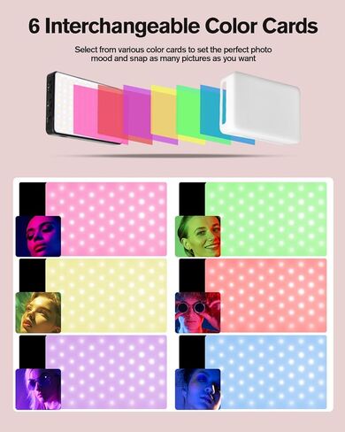120 LED Selfie Phone Light - 5000mAh Clip Clip Clip قابلة لإعادة الشحن مع 3 أوضاع قابلة للتعديل و 6 مرشحات لـ iPhone/Phone/Camera/iPad ، مثالية لالتقاط الصور الشخصية ، مؤتمر الفيديو ، Tiktok ، VLOG in Kuwait