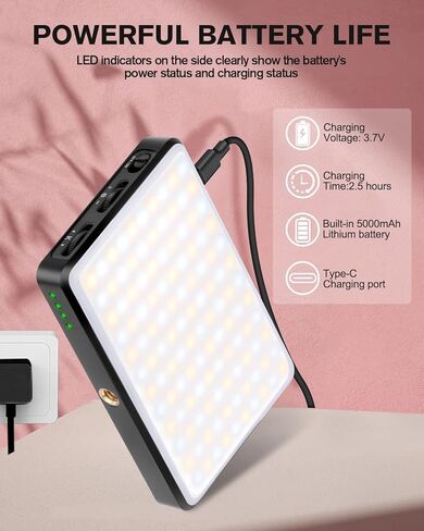 120 LED Selfie Phone Light - 5000mAh Clip Clip Clip قابلة لإعادة الشحن مع 3 أوضاع قابلة للتعديل و 6 مرشحات لـ iPhone/Phone/Camera/iPad ، مثالية لالتقاط الصور الشخصية ، مؤتمر الفيديو ، Tiktok ، VLOG in Kuwait
