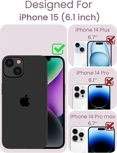 بالنسبة إلى iPhone-15 Case+حامي شاشة الزجاج المقسّر ، فإن الصفاء العسكري النحيف الناعم والكمبيوتر الشخصي الصلب ، غلاف حالة زهرة Clastal Clastal Clastal لـ iPhone 15-JD in Kuwait